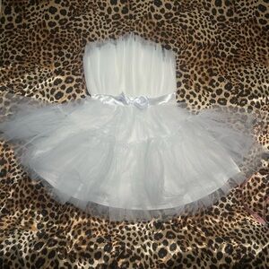 SHEIN White Tulle Layered Strapless Mini Dress